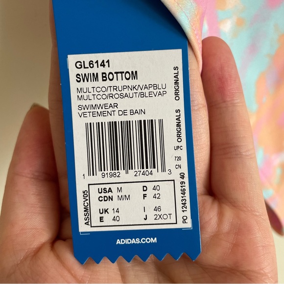 nwt adidas originals pink tie dye high waist high cut swim bottom medium large - Picture 6 of 6